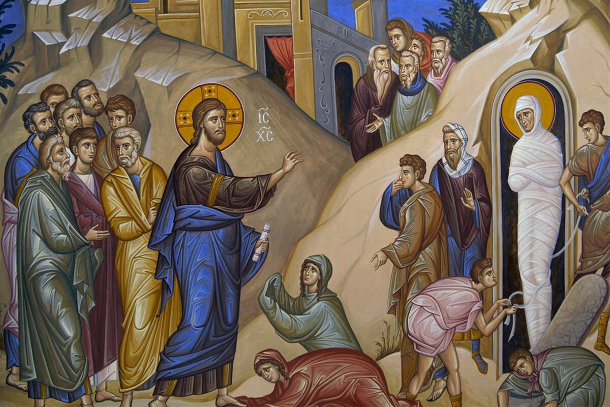 Воскрешение праведного Лазаря. Фреска.