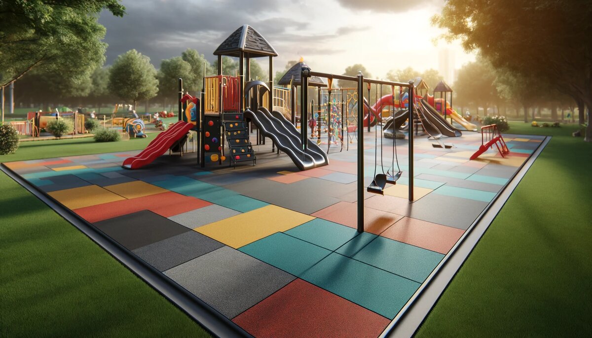 Детская площадка с резиновым покрытием