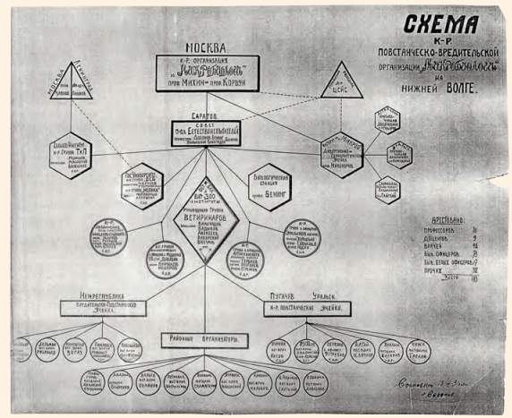 Схема контрреволюционной организации микробиологов на нижней Волге.