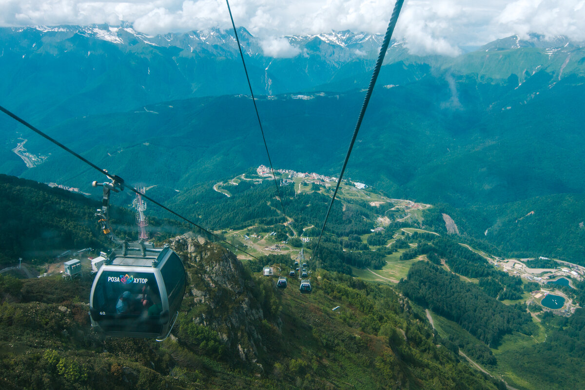 Вид из кабинки канатной дороги Кавказский экспресс 