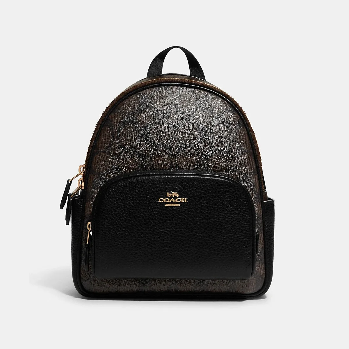  Рюкзак Coach Mini Court Backpack In Signature Canvas - Gold/Brown Black на сайте coach-disconts.ru