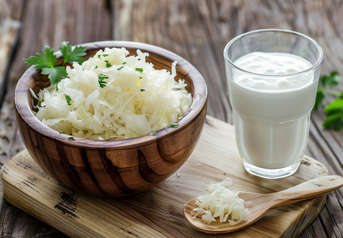 Ферментированные продукты, такие как йогурт, кефир, квашеная капуста, мисо и темпе, являются богатыми источниками пробиотиков - живых микроорганизмов, которые способствуют здоровью кишечника.