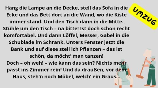 LESEN: читаем базовые тексты на немецком, тема: Umzug / Рифмовка🙂