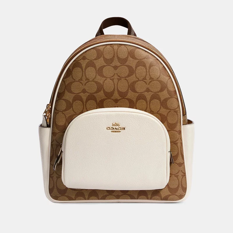  Рюкзак Coach Court Backpack In Signature Canvas – Khaki/Chalk на сайте coach-disconts.ru  