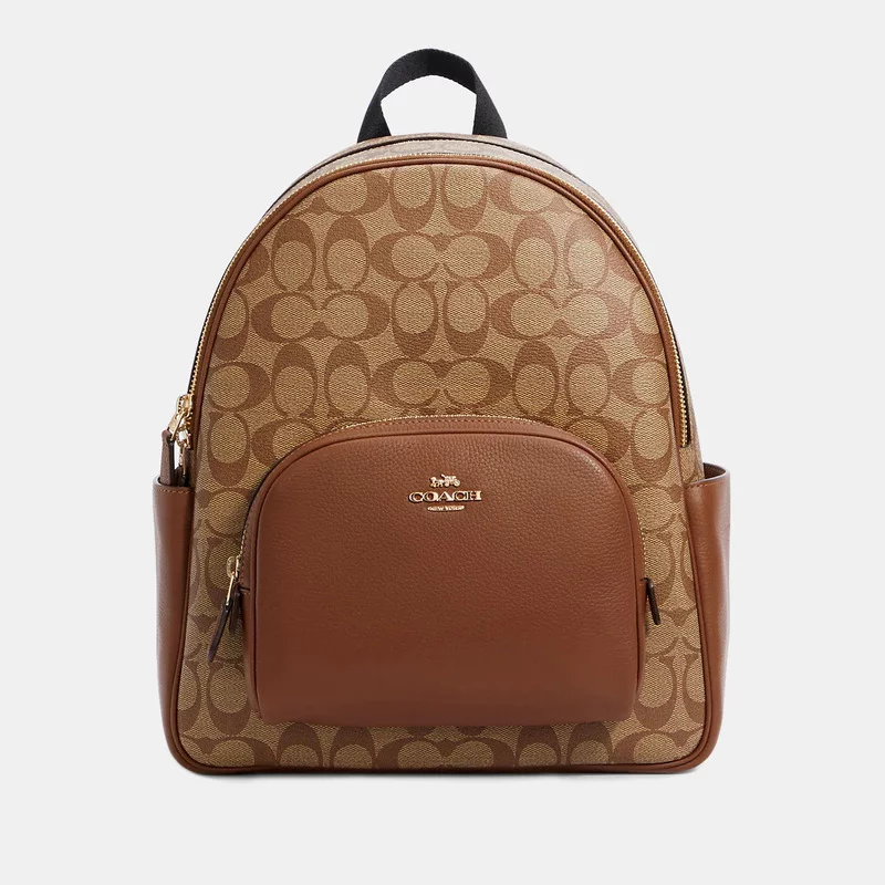рюкзак Coach Court Backpack In Signature Canvas – Im/Khaki/Saddle на сайте coach-disconts.ru
