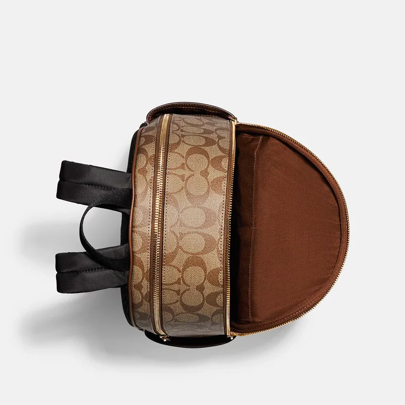 рюкзак Coach Court Backpack In Signature Canvas – Im/Khaki/Saddle на сайте coach-disconts.ru 