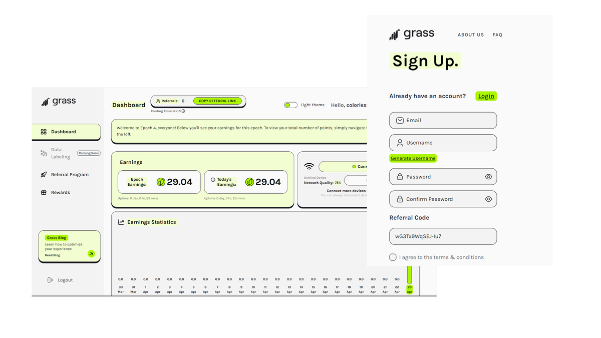 GetGrass регистрация и панель управления