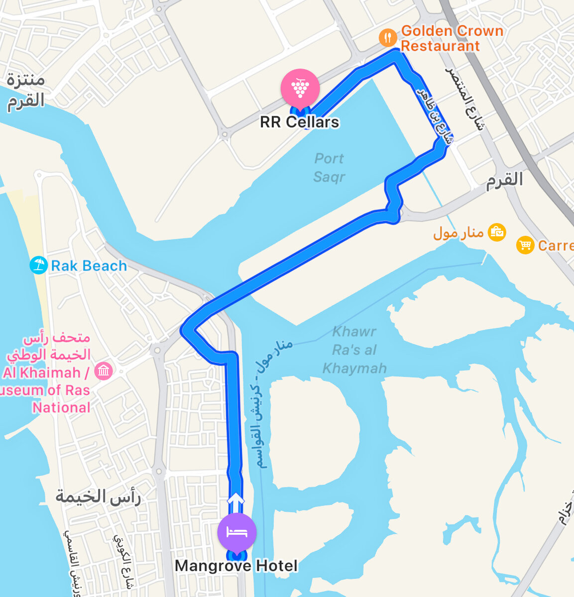 Пример маршрута от городской набережной 