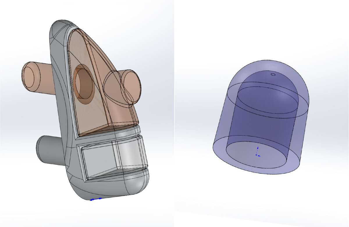 Рис. 2. 3D-модели задних фонарей с сборе и проблескового маячка для электрифицированной модели автомобиля ГАЗ-21 "Волга" ГАИ СССР 