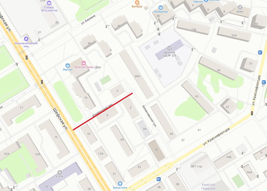 Переулок Изумрудный (Екатеринбург) © Яндекс