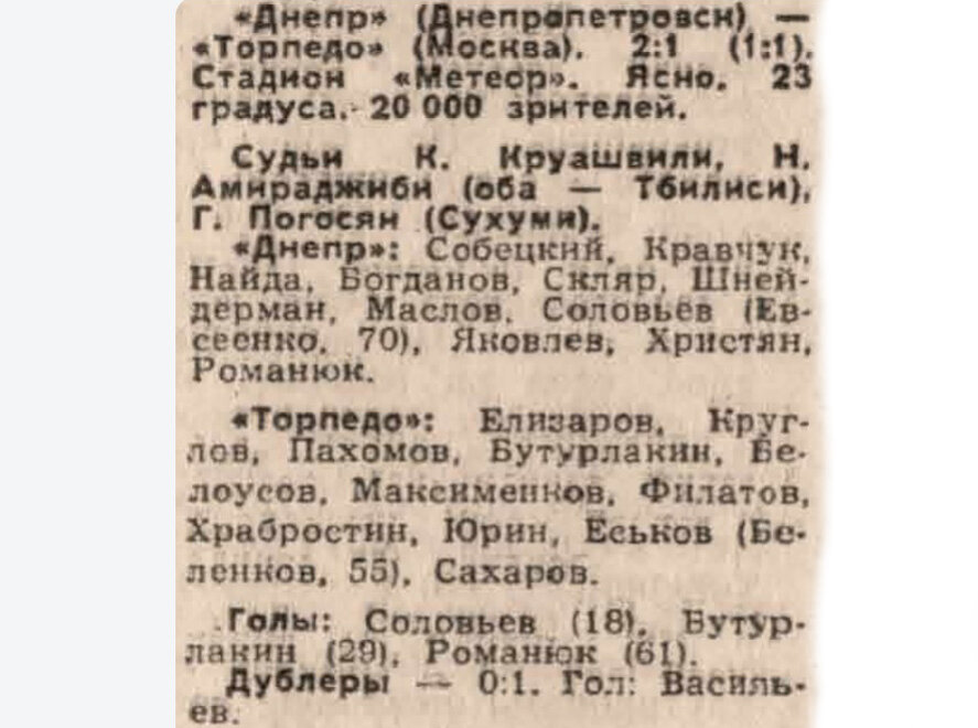 "Советский спорт", № 157 (8482), вторник, 8 июля 1975 г. С некоторой корректировкой автора ИстАрх.