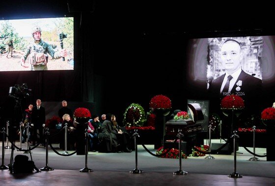    Церемония прощания с корреспондентом МИЦ «Известия» Семеном Ереминым, погибшим 19 апреля 2024 года при исполнении профессионального долга в зоне СВО.