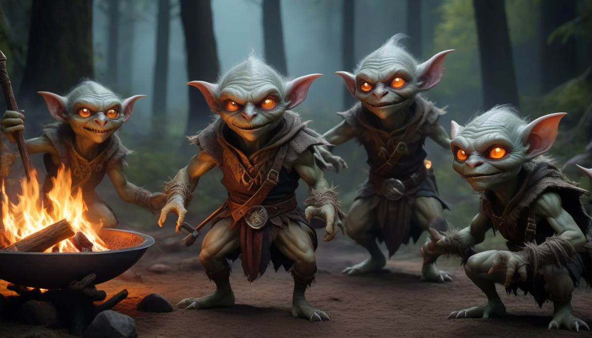 Существа, похожие на гремлинов, атаковали деревню.