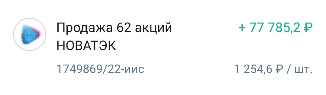 Сделка по продаже акций Новатэк