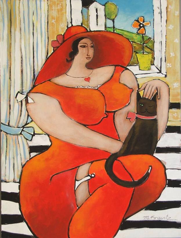 Картина Жанны Лориоз. Вылитая Лиля, только с котом. Кота не было