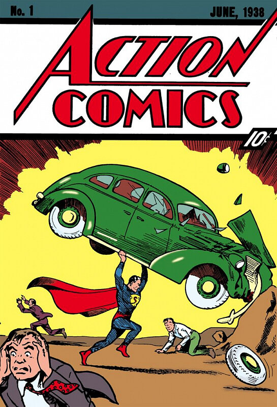 Первое появление Супермена. Action comics # 1, Июнь 1938 год.
