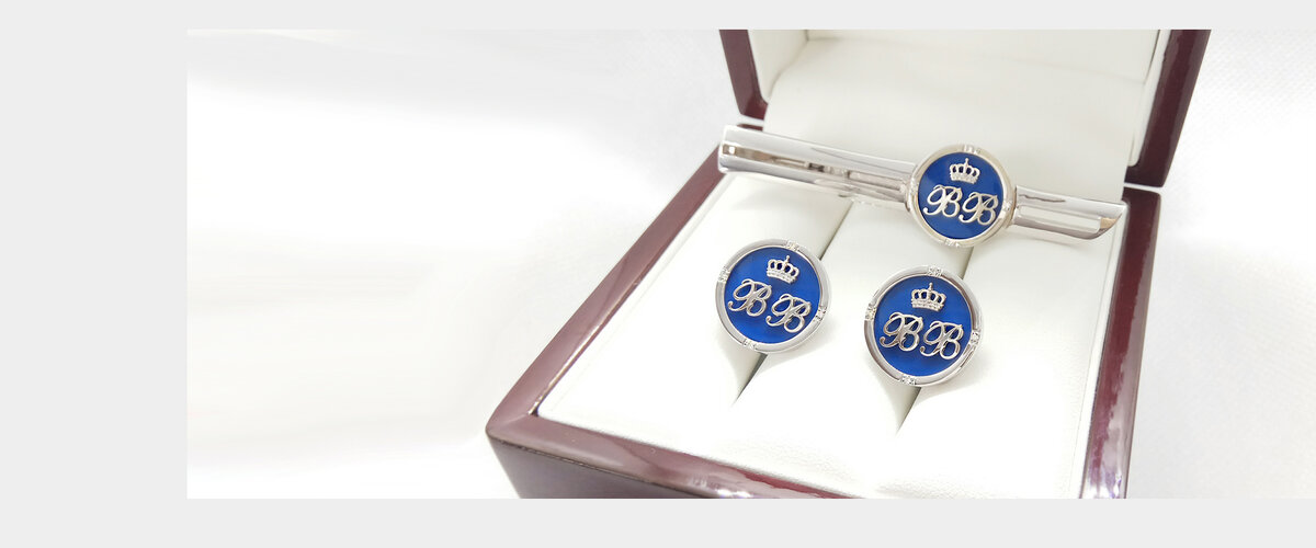 Запонки с синей эмалью www.zaponki.pro