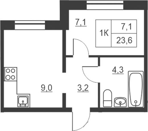 1-комнатная квартира
