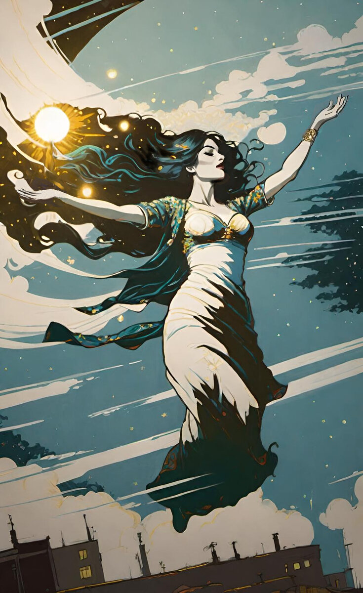 Рождение любви. Иллюстрация создана с помощью нейросетей StableDiffusion и DreamAI и программы Photoshop.