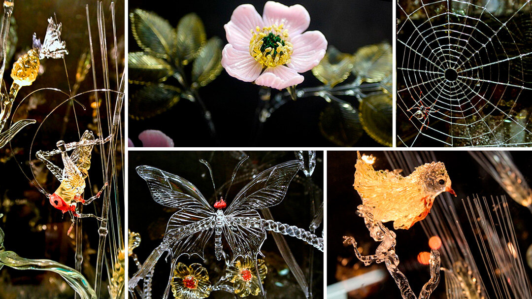 Фрагменты стеклянных композиций Алексея Зеля