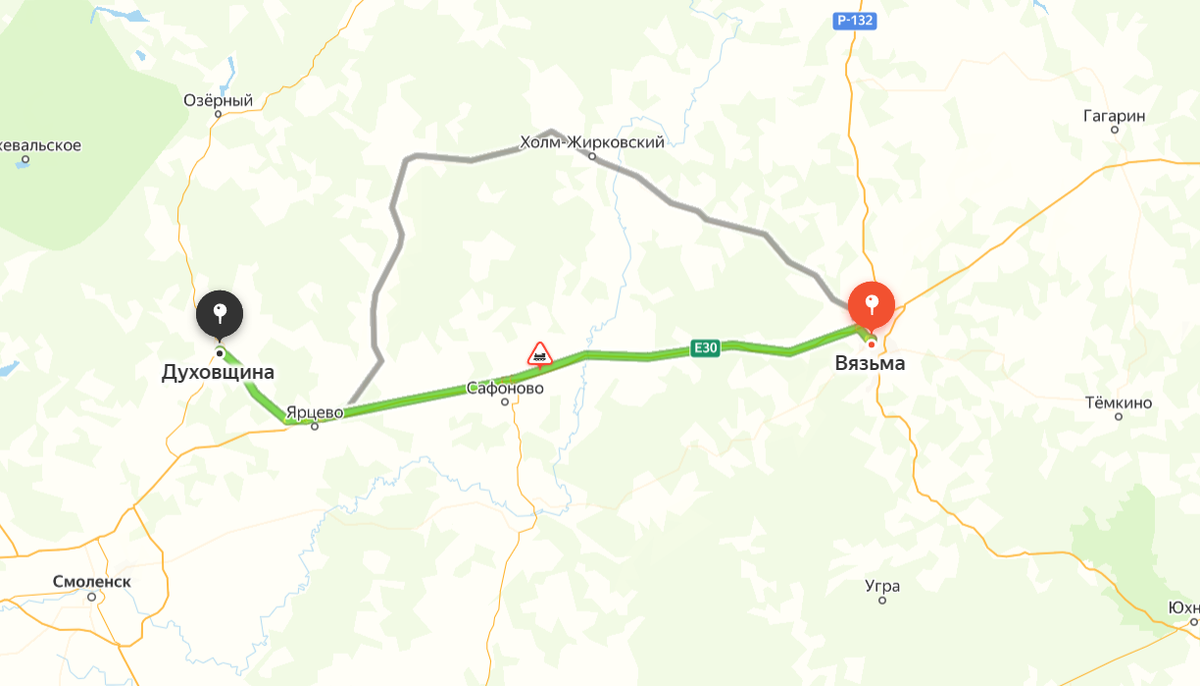 Духовщина - Вязьма. Яндекс.Карты