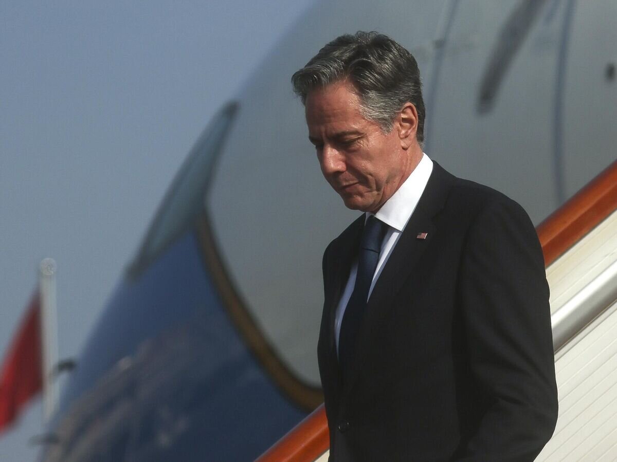    Госсекретарь США Энтони Блинкен во время визита в Китай© AP Photo / Leah Millis