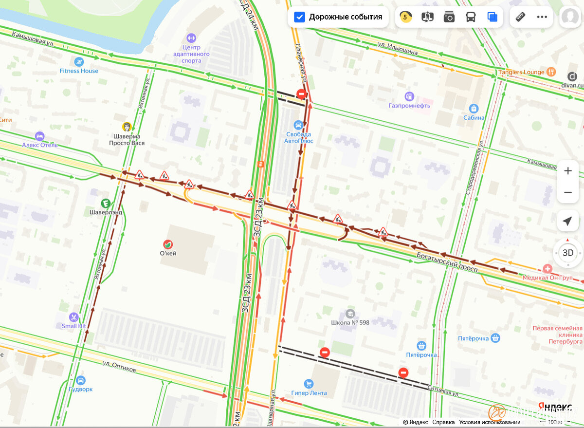 Работы с ограничением движения поймали в ловушку транспорт на севере  Петербурга. Читайте на 