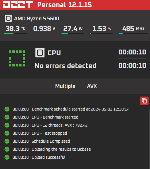 Скачать тест OCCT v13 Малый ЦП теперь называется ЦП, а средний и большой переименованы в ЦП+ОЗУ. То же количество опций, представленных по-разному. Этот шаг был необходим из-за комбинированного теста.-10