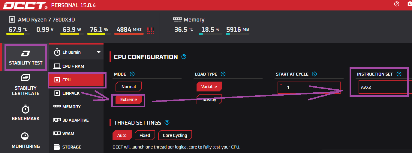 Как проверить процессор через OCCT