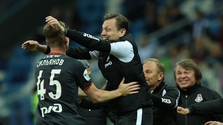    Александр Сильянов и Михаил Галактионов после победы над «Пари НН».ФК «Локомотив»