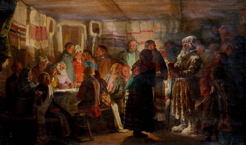 «Приход колдуна на крестьянскую свадьбу», картина художника В. Максимова 