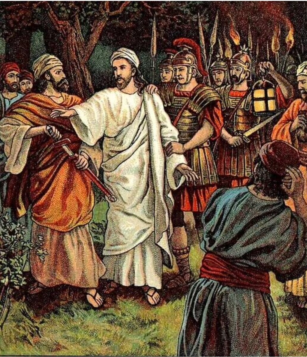 Христос и Пётр в Гефсиманском саду. Изображение из открытых источников.