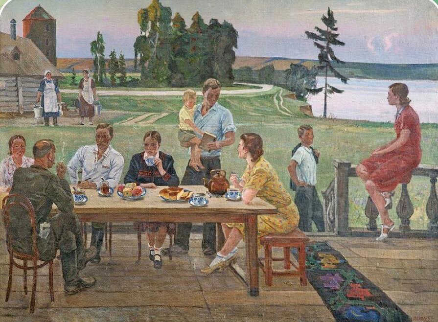 Александр Дейнека. «Чай на террасе. Вечер». 1949