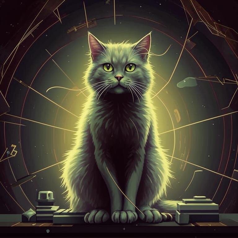 Кот Шредингера. Иллюстрация сгенерирована нейросетью