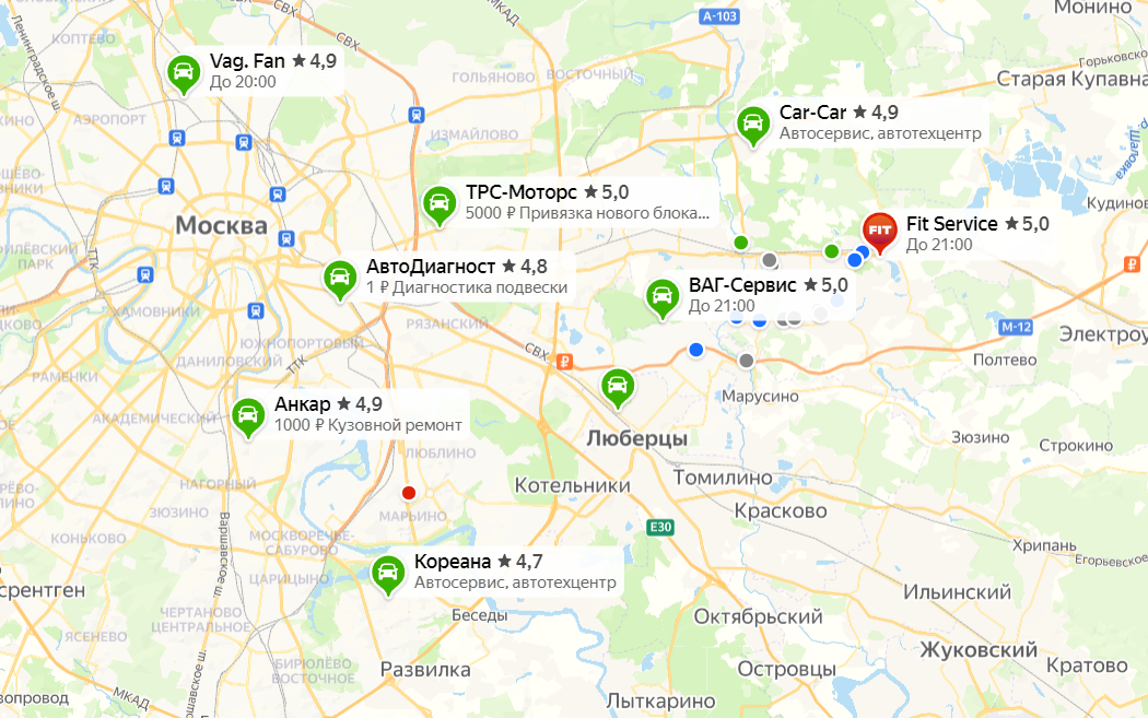Автосервис на карте