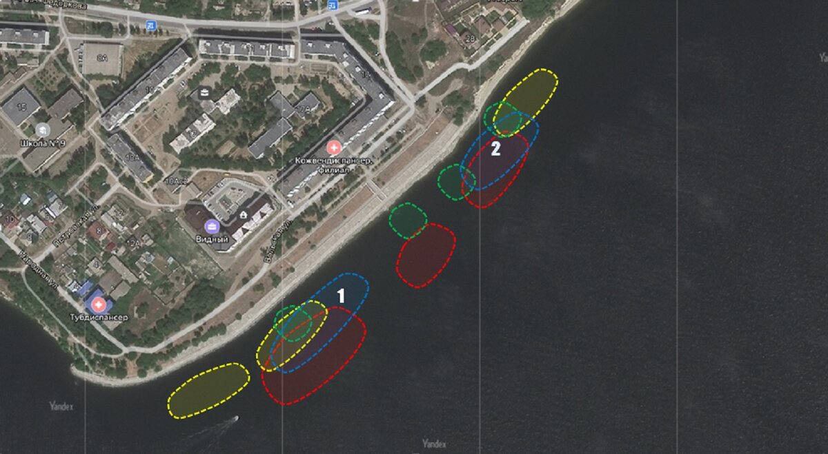 Рыбные локации набережной.