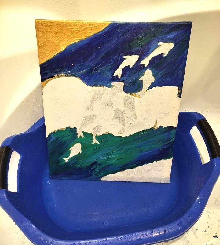 Очищаю картину от старой акриловой краски