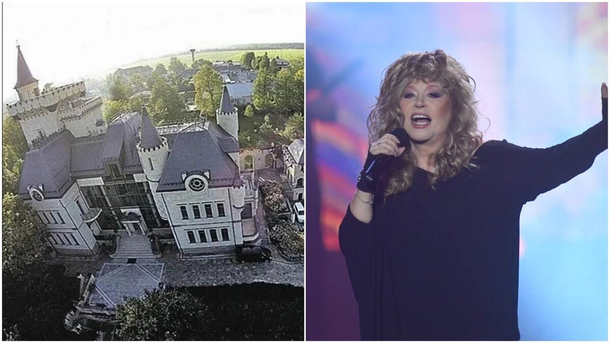Замок Аллы Пугачёвой и сама певица. Фото: открытый источник и Komsomolskaya Pravda/Globallookpress