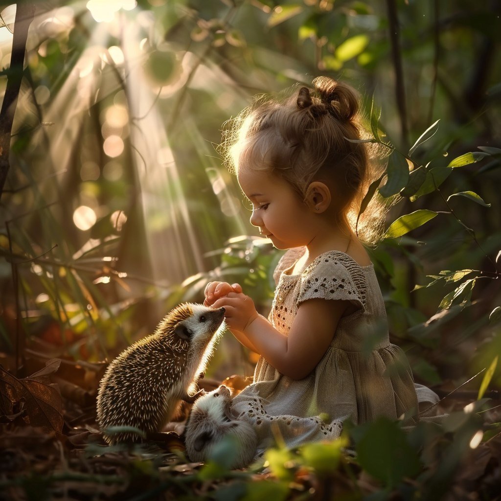 Знакомство Лены с ежёнком