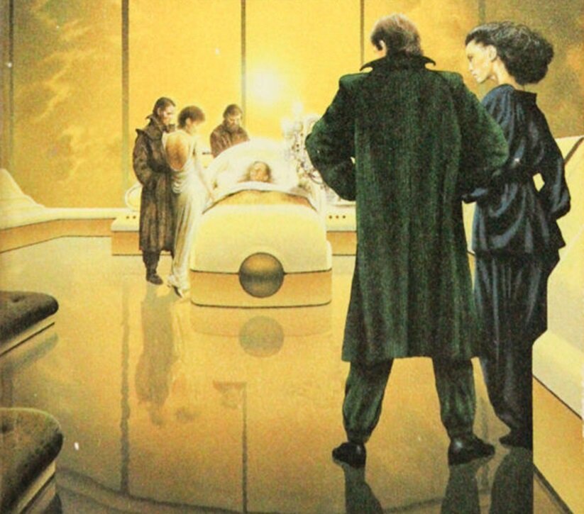 Отдельных иллюстраций к рускоязычным изданиям повести я не нашел, поэтому пусть будет эта к англоязычному (по-моему, это один из лучших иллюстраторов НФ Майкл Уэлан). 