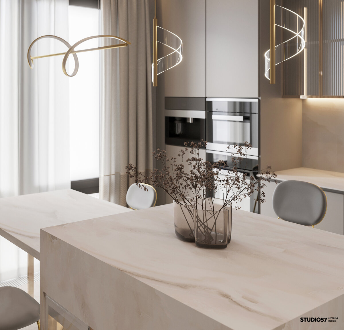 Остров, изготовленный из прочного керамогранита 