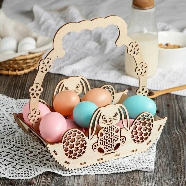 Корзина для пасхальных яиц с зайчиком