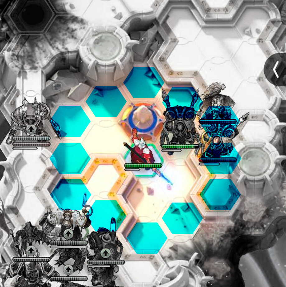 к примеру персонаж "Эльдарион" имеет ауру, которая существенно увеличивает наносимый урон противникам ровно в двух клетках от себя.