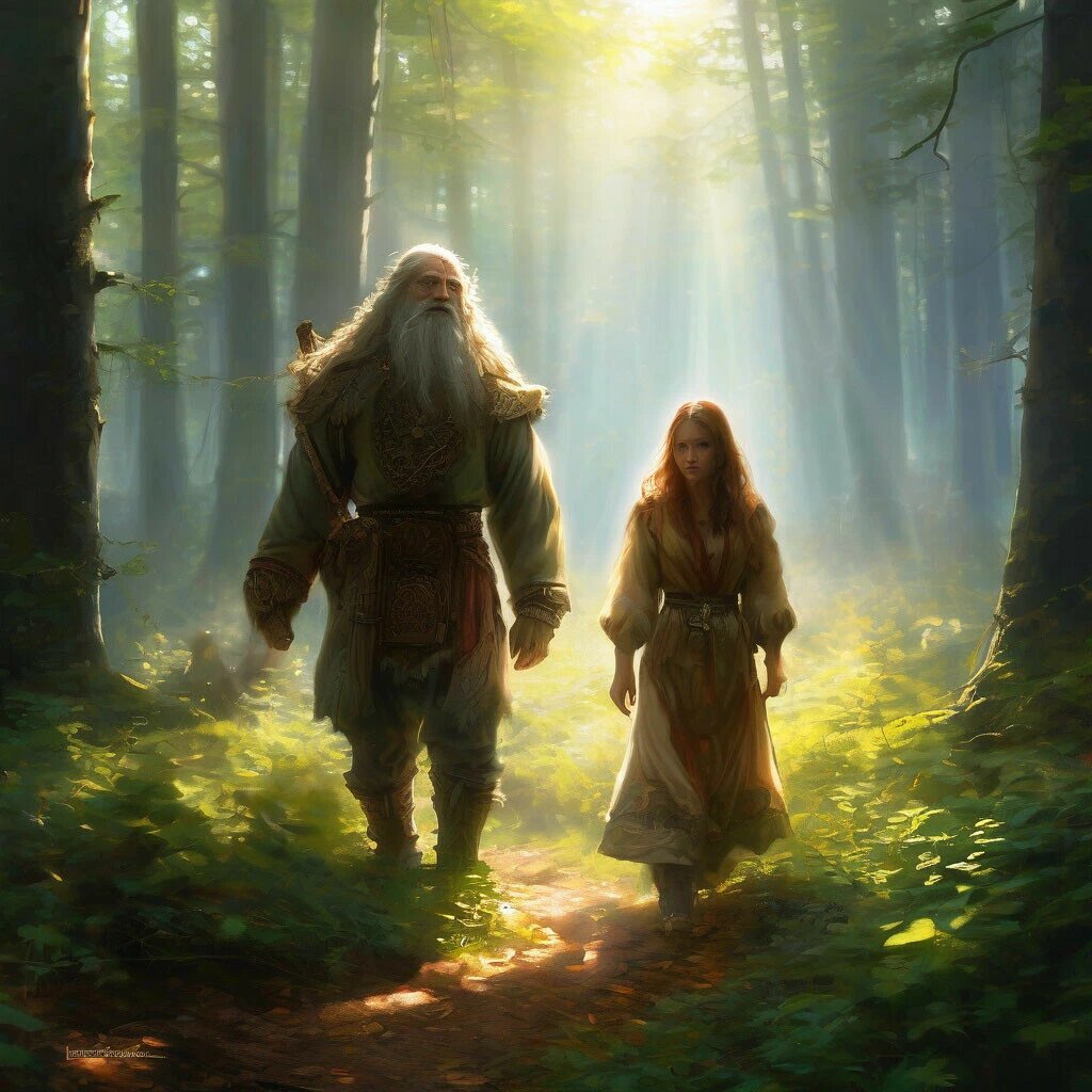 Святобор и Девана на яркой лесной поляне