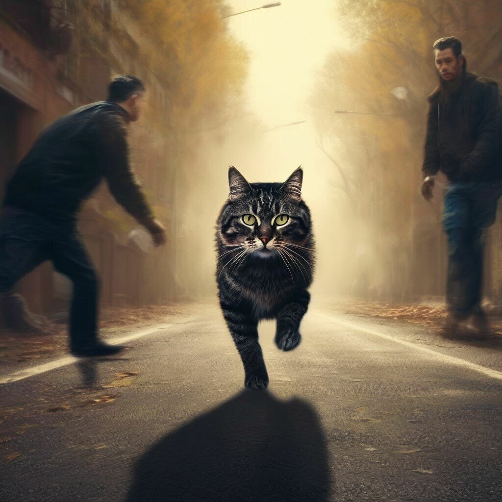 Кошка перебегает дорогу