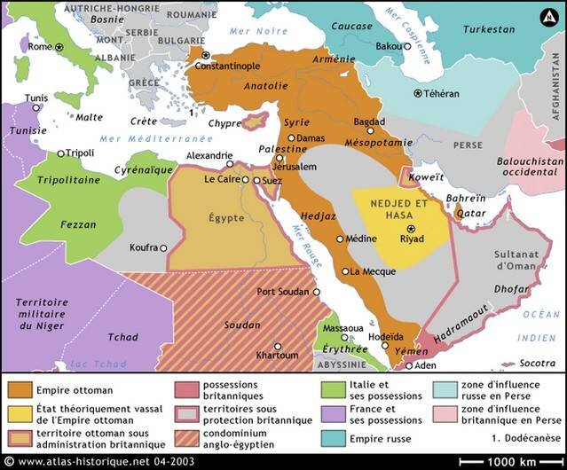 Ближний Восток в 1914 году | (c) atlas-historique.net