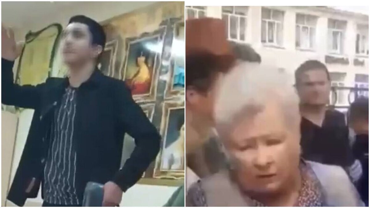 Ученик, который заявил, что занимается спортом только, чтобы наказывать обидчиков, и его учительница. Фото: скриншот видео соцсети