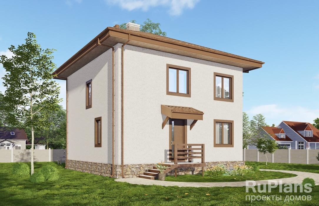 Общая площадь  122,1 кв.м Жилая площадь  74,3 кв.м
Размеры дома  10,6 x 10,6 м
Высота здания  9,9 м
Количество комнат  5
Количество спален  4
Отделка  штукатурка
Материал стен  пеноблок / газобетон
Фундамент  свайный
Перекрытия  монолит, балки