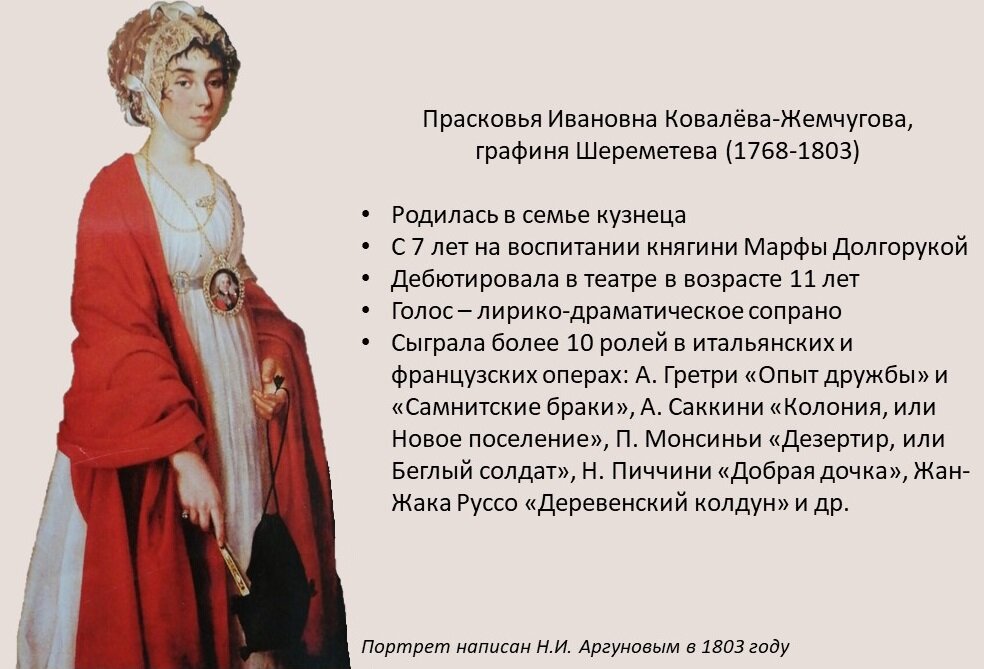 Творческий портрет крепостной актрисы Прасковьи Жемчуговой