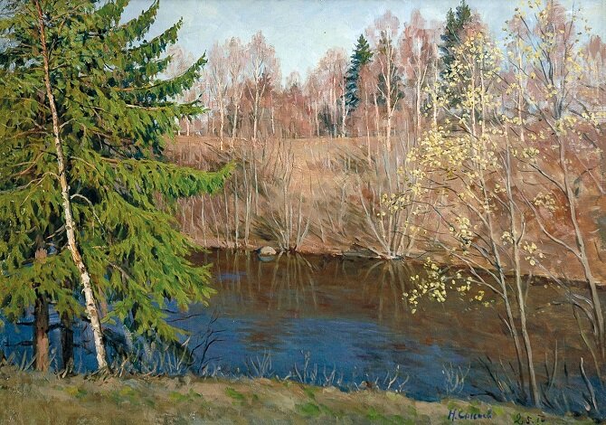 Николай Сысоев. Зацвела верба. 1986. Холст, масло. 73 х 102. Липецкий областной художественный музей